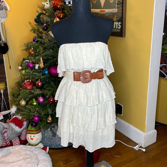 C’est Toi Dresses & Skirts - C’est Toi Cream Brunch Strapless Ruffle Dress (Medium)